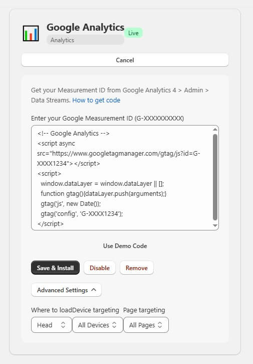 Supported analytics and ads platforms list